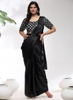 Sattin Black Party Wear Sequins Work Ready To Wear Saree